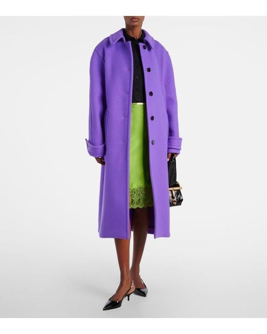 Gucci Green Lace-Trimmed Twill Midi Skirt