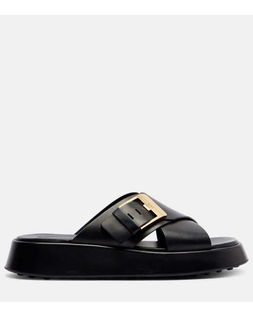 Tod's Black Leather Slides