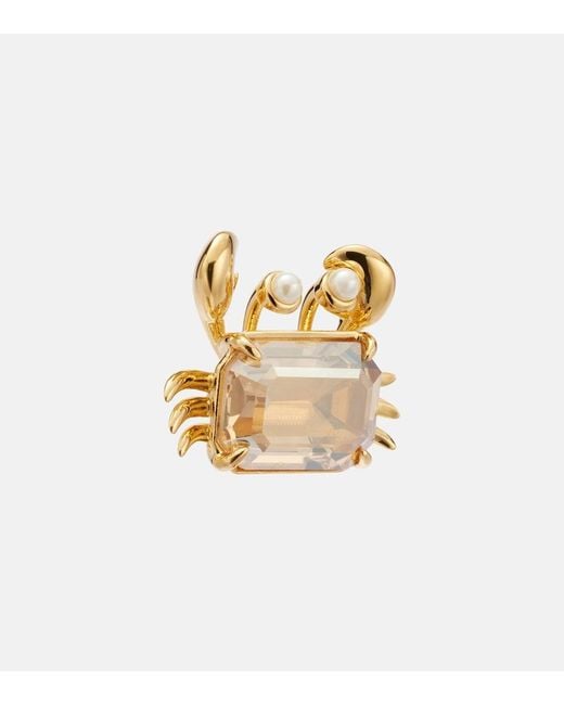 Oscar de la Renta Metallic Crab Embellished Earrings