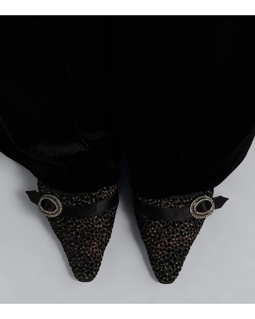 Manolo Blahnik Black Zutosli Embellished Slingback Pumps