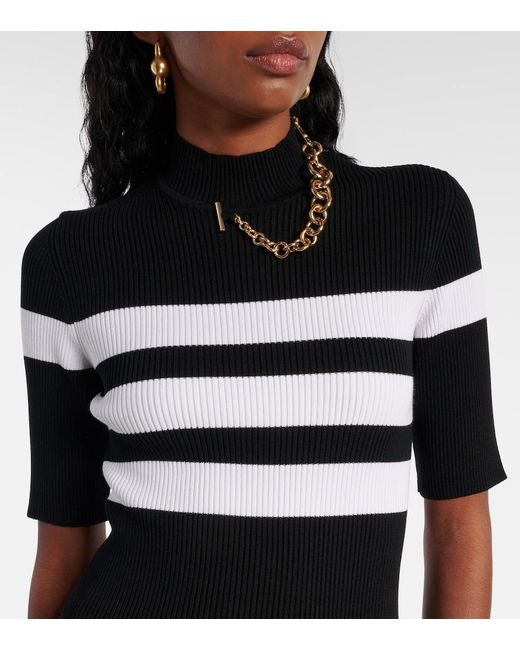 Jean Paul Gaultier Black Striped Jersey Maxi Dress