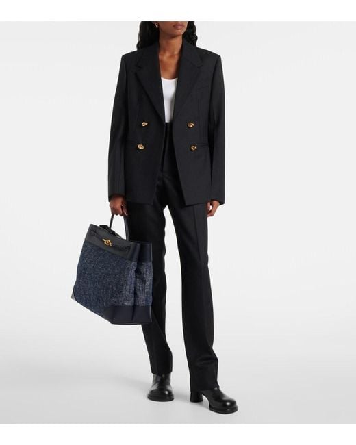 Bottega Veneta Blue Large Denim Bouclé Andiamo Top-Handle Bag