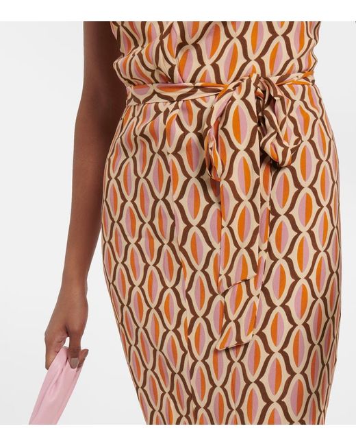 Velvet Metallic Caterina Printed Crepe Midi Dress