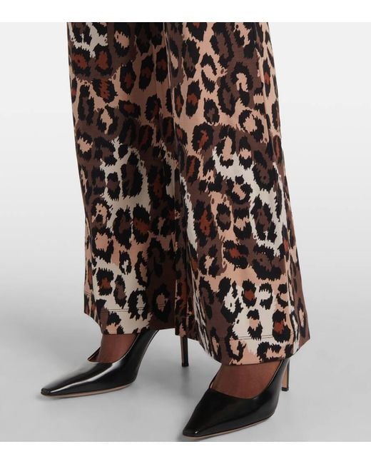 Diane von Furstenberg White Brooklyn Leopard-Print Flared Pants