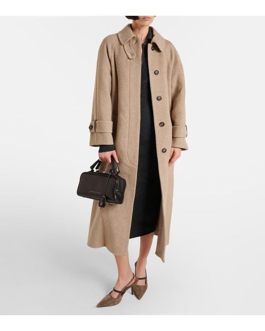 Brunello Cucinelli Natural Wool And Cashmere Overcoat