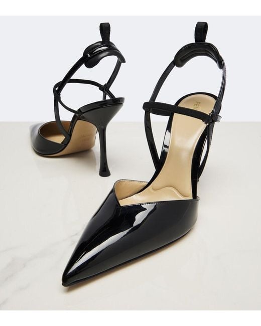 Fendi Black Very Colibri Leather Slingback Pumps