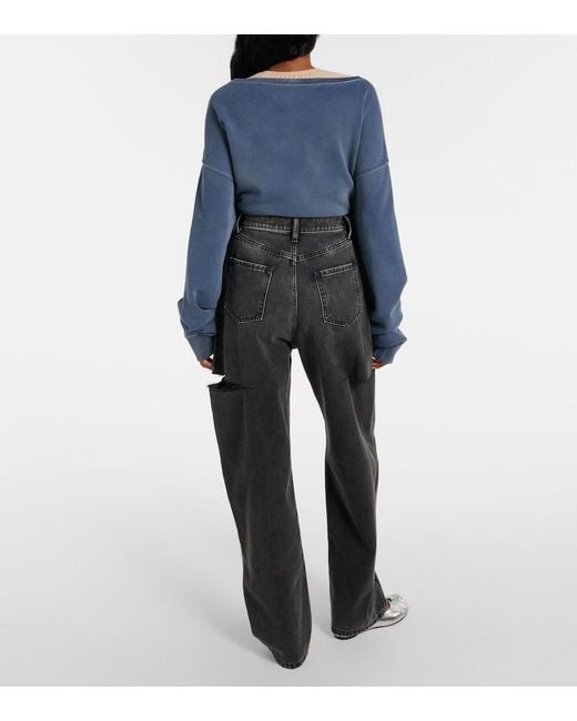 Maison Margiela Gray Cutout High-Rise Tapered Jeans