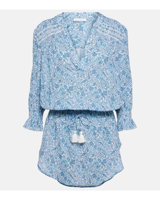 Vestido corto de algodon con paisley Heidi Klein de color Blue
