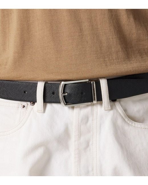 Prada Black Reversible Saffiano Leather Belt for men