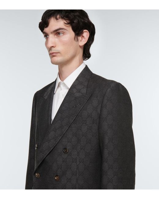 Traje de lana con GG en jacquard Gucci de hombre de color Negro | Lyst