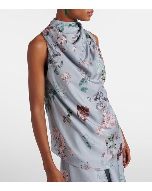 Altuzarra Gray Sleary Floral Draped Silk Top