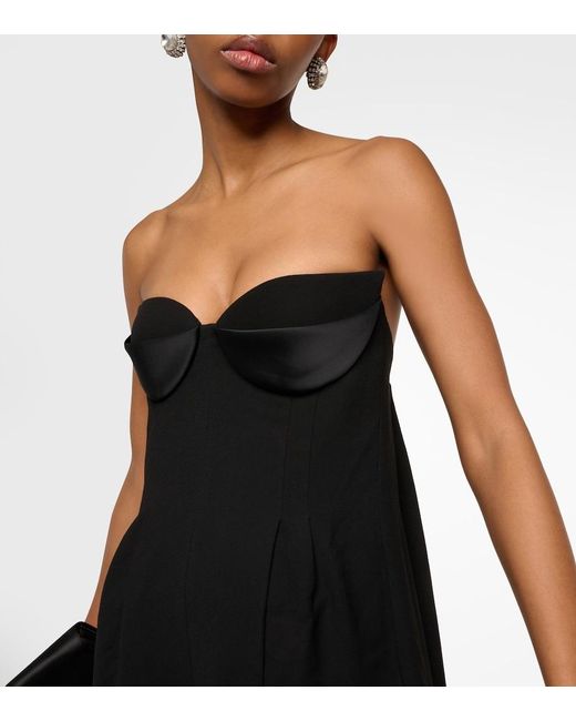 Monot Black Strapless Crepe Wide-Leg Jumpsuit