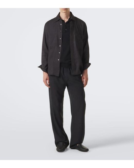 Manolo Blahnik Black Leather Loafers for men