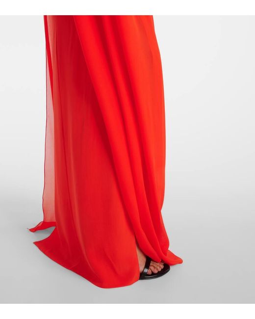 Robe cape du soir en georgette de soie avec perles Givenchy en coloris Red