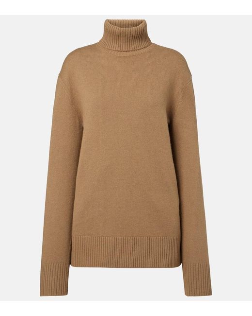 Totême  Brown Cashmere Turtleneck Sweater