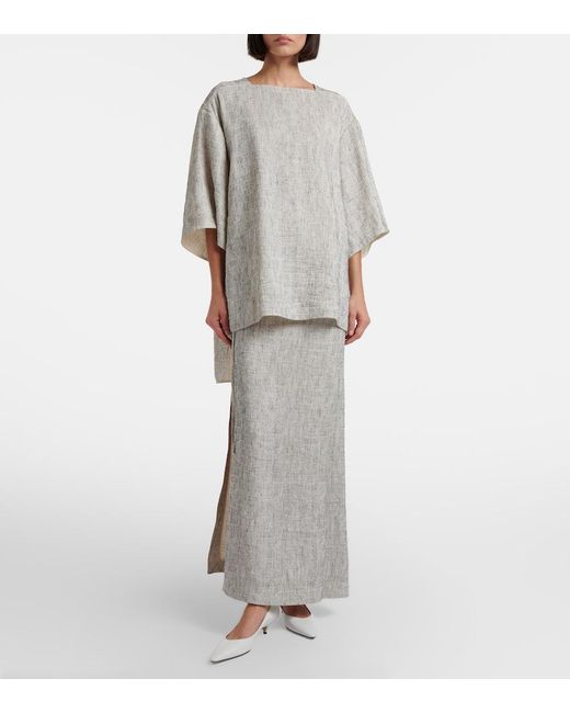 The Row Gray Hamza Linen And Silk Top