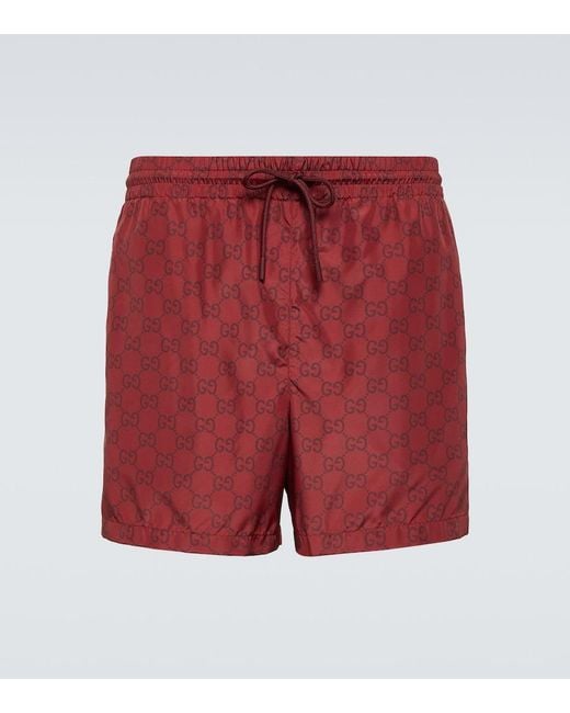 Gucci Red Gg Swim Trunks for men