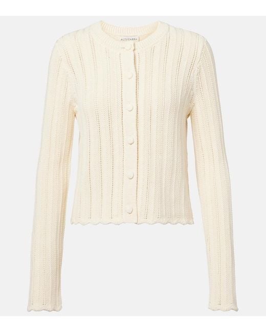 Altuzarra Natural Mariette Scalloped Pointelle Cotton Cardigan
