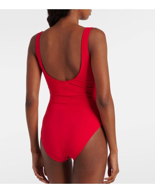 Karla Colletto Red Ruched Swimsuit