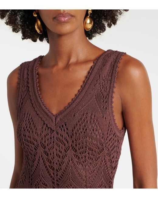 Staud Purple Roan Open-Knit Midi Dress