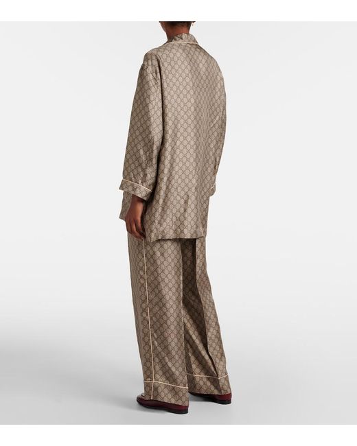 Gucci Brown Silk-Satin Jacquard Shirt