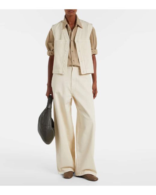 Lemaire White High-Rise Wide-Leg Jeans