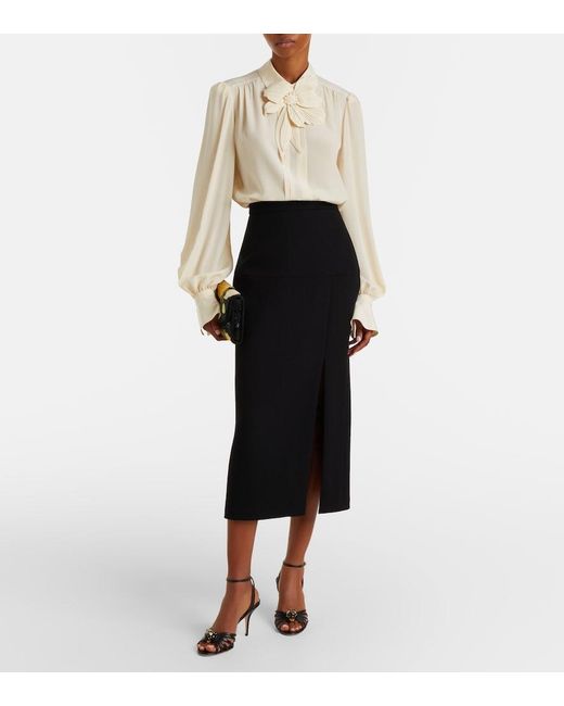 Valentino Natural Floral-Applique Silk Crepe De Chine Blouse