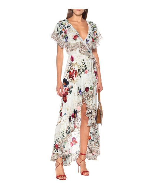 Camilla Embellished Floral Silk Wrap Dress - Lyst