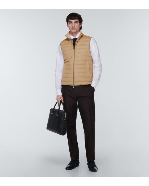 Herno Perla Silk And Cashmere Down Gilet in Natural for Men | Lyst