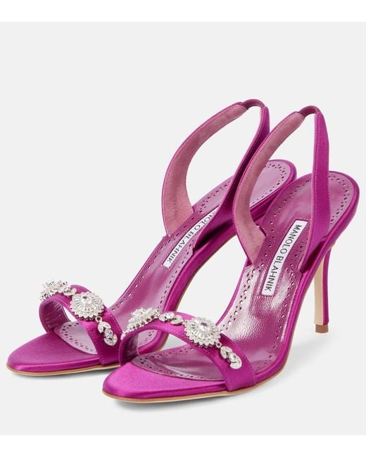 Sandales Lamisan En Satin A Ornements Manolo Blahnik en coloris Pink