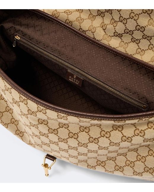 Gucci Metallic Jackie Flap Large Gg Canvas Shoulder Bag for men