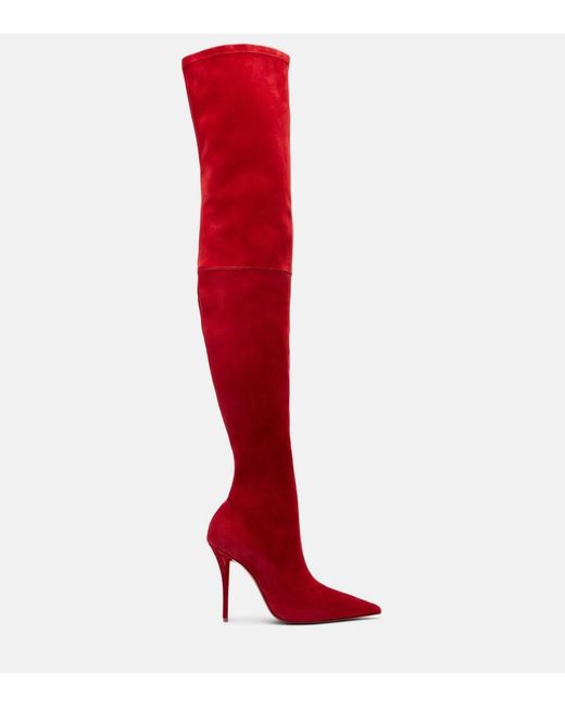 Christian Louboutin Red Miss Z 100 Suede Over-The-Knee Boots
