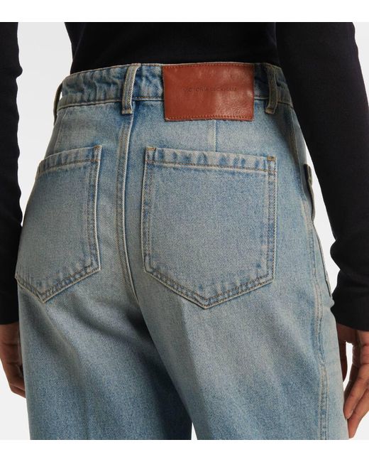 Victoria Beckham Blue Alina High-Rise Wide-Leg Jeans