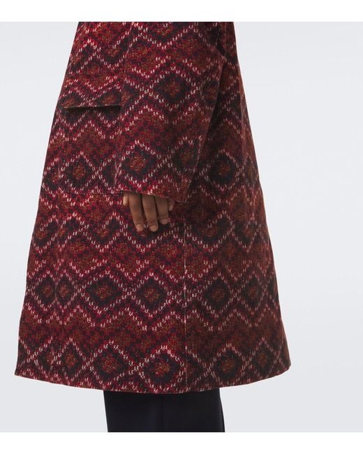 Dries Van Noten Red Printed Cotton Corduroy Coat for men