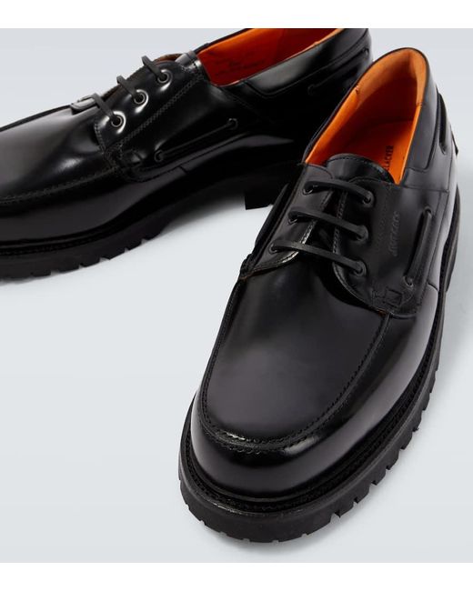 Junya Watanabe Men's Black X Heinrich Dinkelacker Leather Boat Shoes Junya Watanabe Men's Black X Heinrich Dinkelacker Leather Boat Shoes