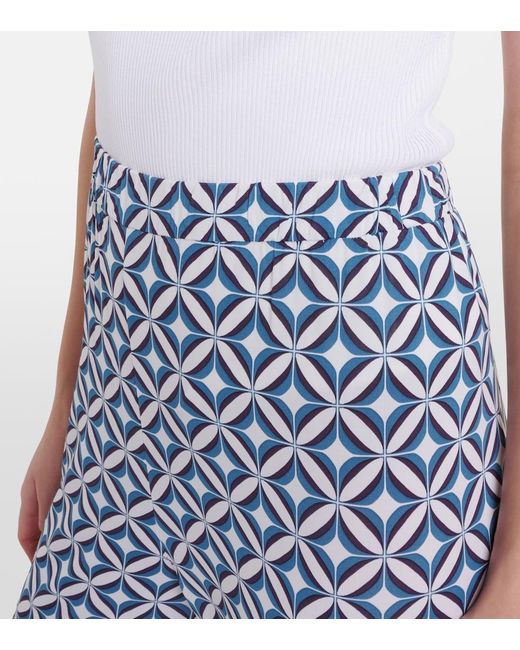 Max Mara Blue Abate Printed Wide-Leg Pants