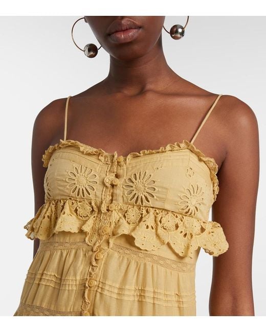 Isabel Marant Metallic Paule Lace-Trimmed Cotton Maxi Dress