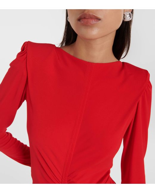 Givenchy Red Ruched Crepe Midi Dress