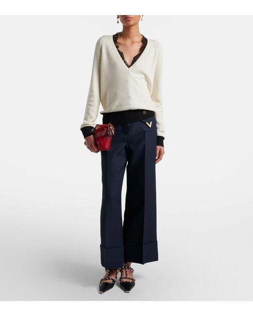Valentino White Vlogo Wool-Blend Sweater