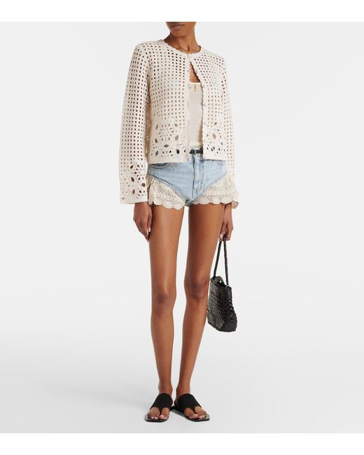 FRAME White Postcard Crochet Cotton Cardigan