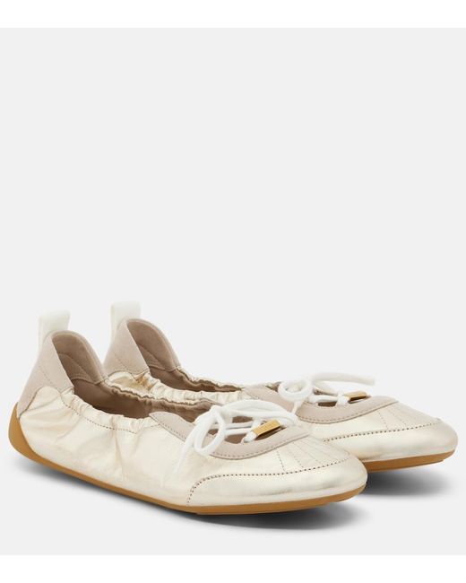 Chloé Natural Kick Metallic Leather Flats