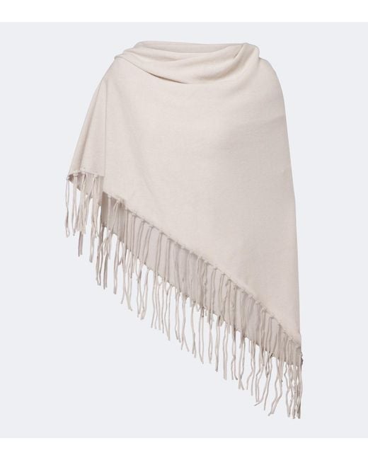 Jardin Des Orangers White Fringed Wool And Cashmere Shawl