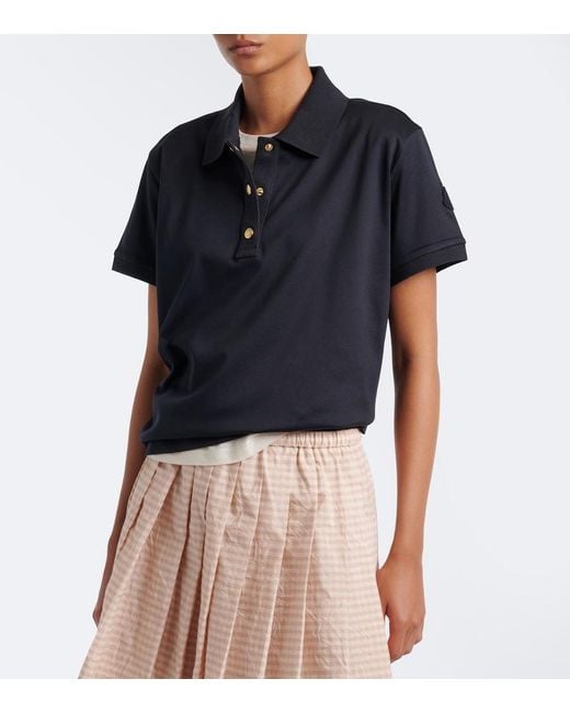 Moncler Black Cotton Jersey Polo Shirt