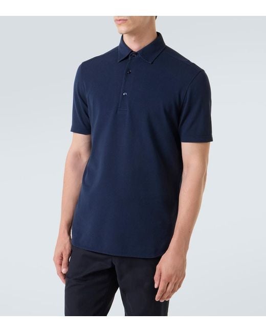 Loro Piana Blue Cotton Jersey Polo Shirt for men