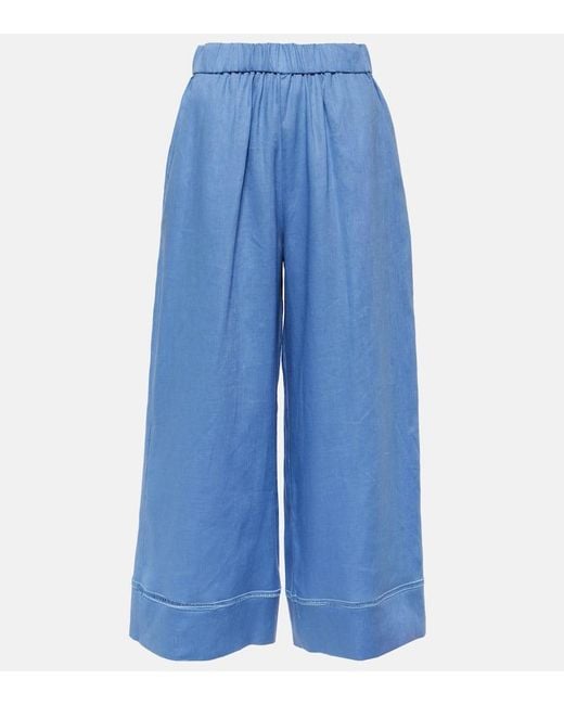 Pantalones anchos Brama Leisure de lino Max Mara de color Blue
