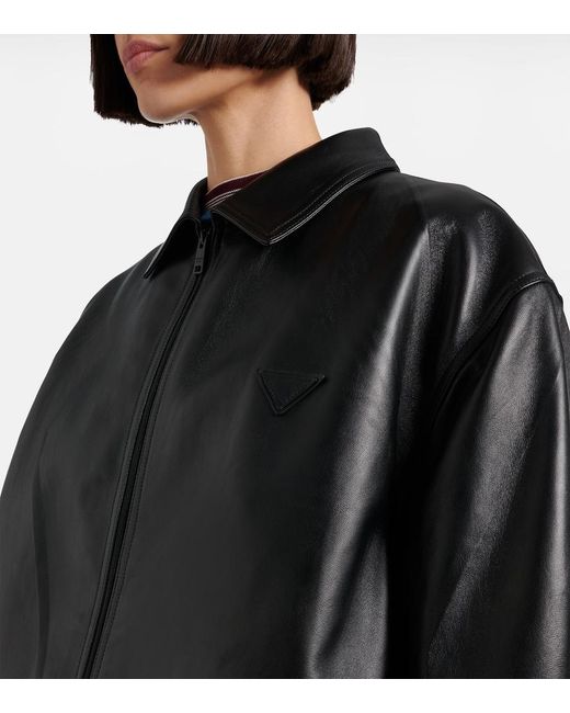 Prada Black Leather Blouson Jacket