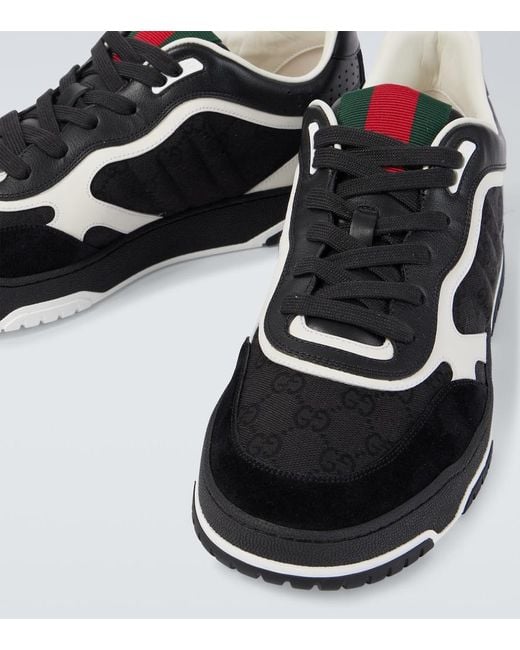 Gucci Black Apos;S Re-Web Gg Supreme Canvas And Leather Sneakers for men