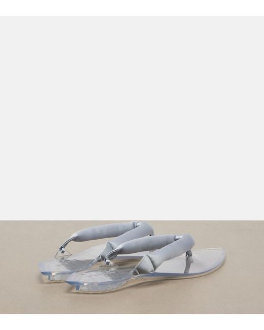 Alaïa White Invisible Satin Thong Sandals