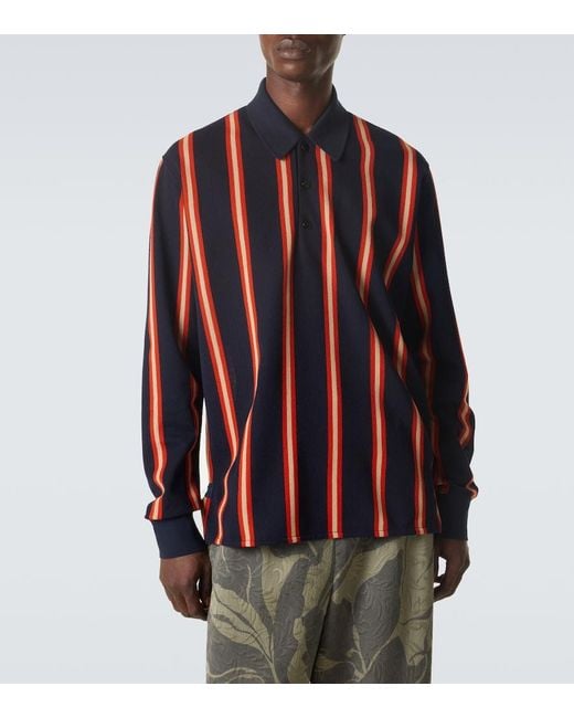 Junya Watanabe Red Striped Wool Polo Shirt for men