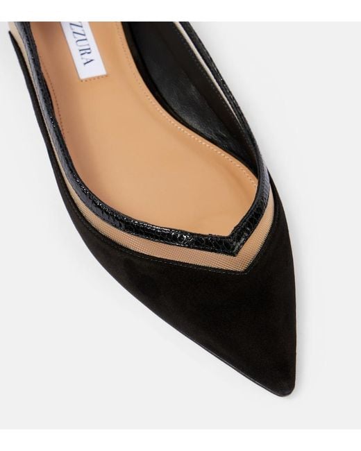 Aquazzura Black Cinemax Suede Ballet Flats